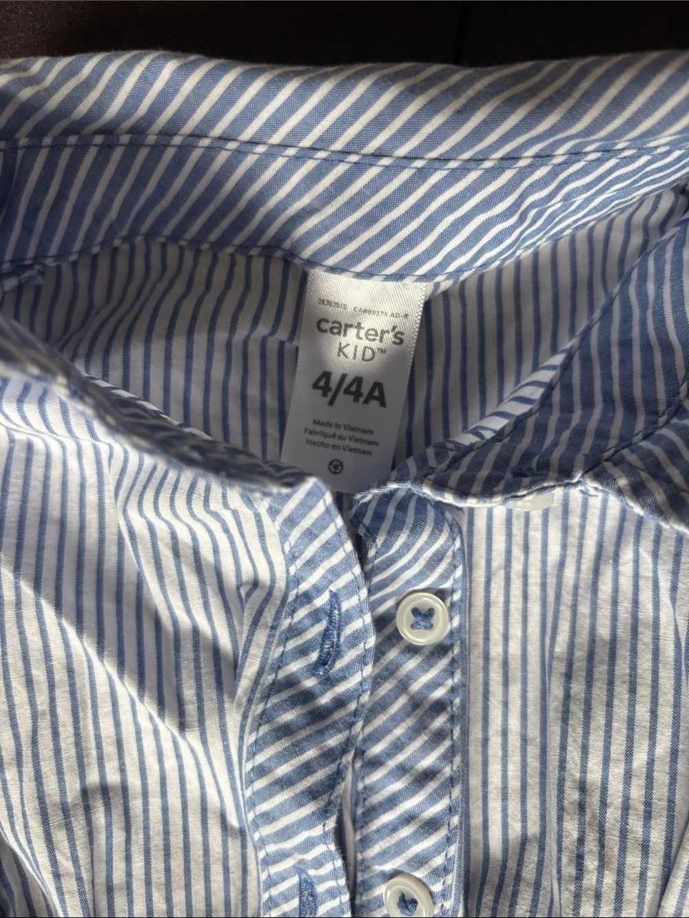Carter's Light Blue & White Striped Tie-Waist Dress